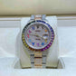 Iced Out 36mm Rainbow Dial Oyster Belt Rolex Watch customdiamjewel