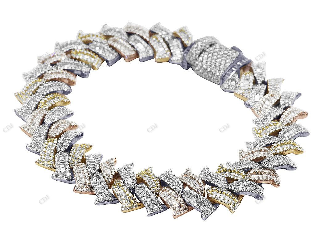 Custom Design Spiked Baguatte Moissanite Link Bracelet