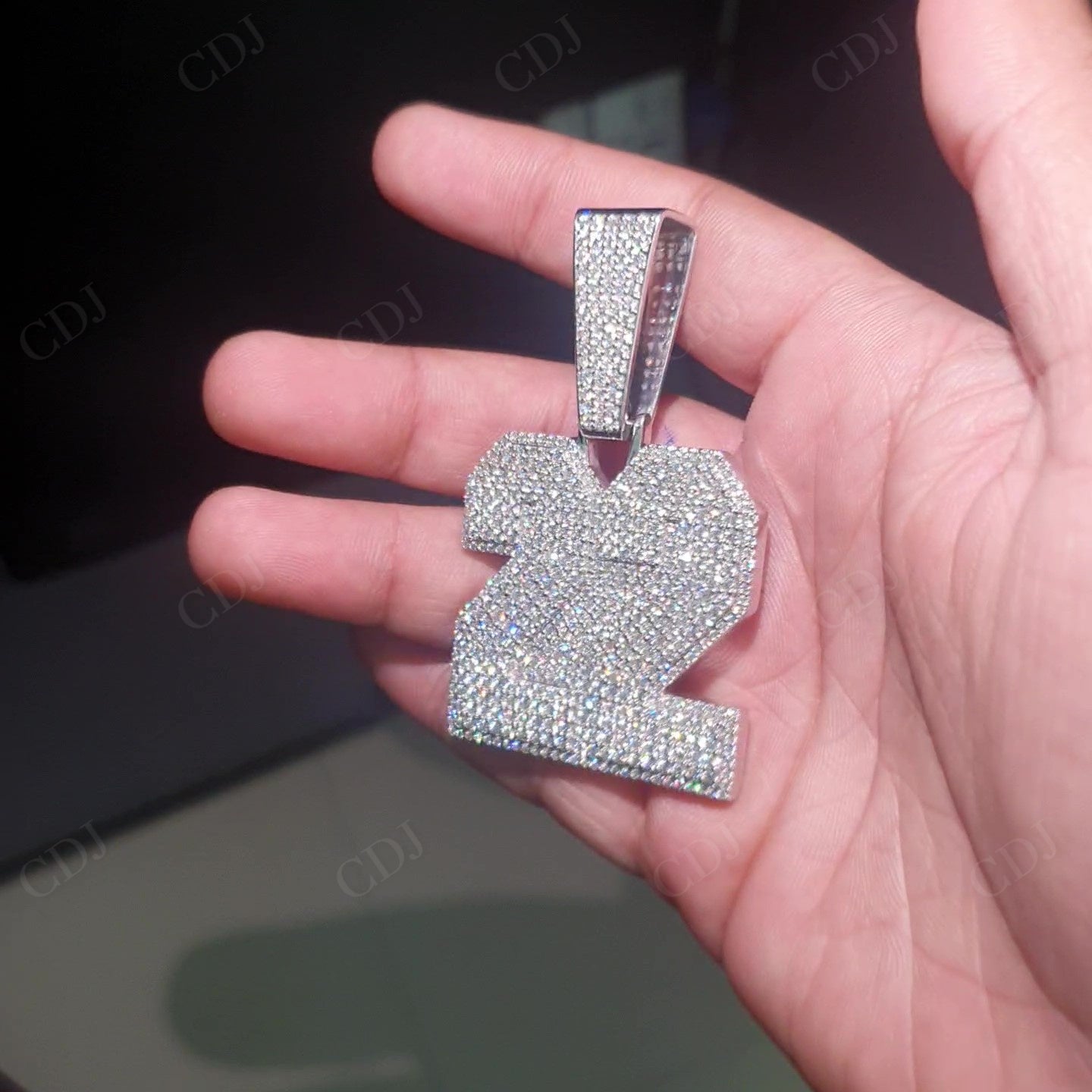 Lucky Number "22" Iced Out Round Moissanite Silver Pendant hip hop jewelry customdiamjewel   