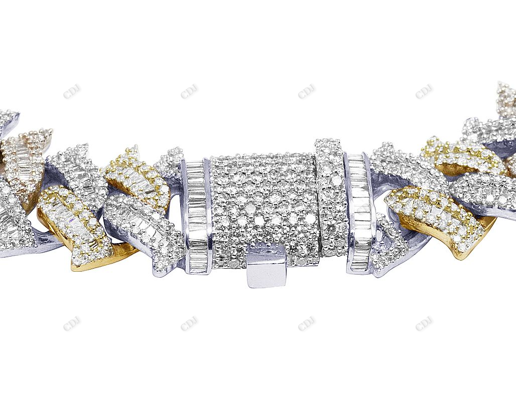 Custom Design Spiked Baguatte Moissanite Link Bracelet