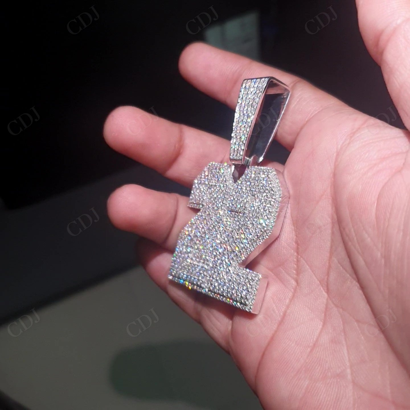 Lucky Number "22" Iced Out Round Moissanite Silver Pendant hip hop jewelry customdiamjewel   