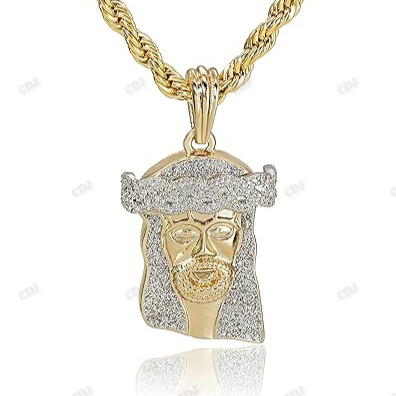 Hip Hop Moissanite Simulated Crown Jesus Pendant hip hop jewelry CustomDiamJewel