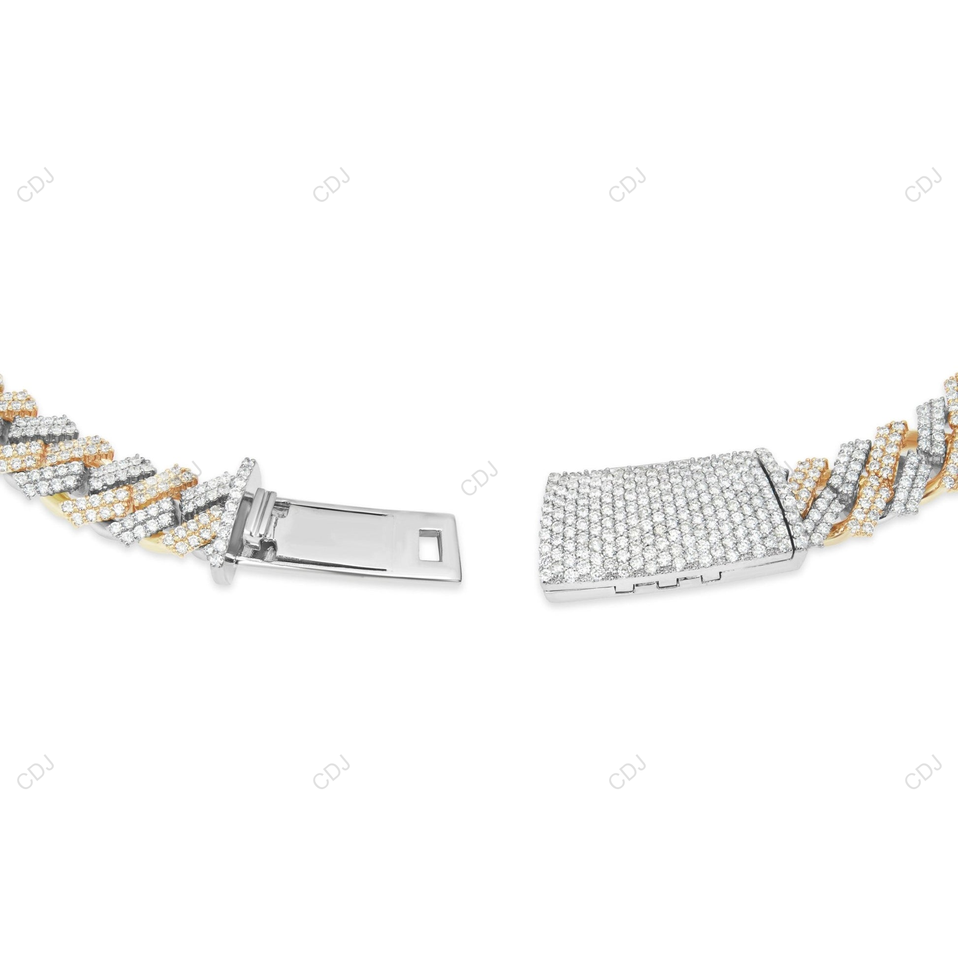 Two Tone Moissanite 2 Row Cuban Chain For Mens CustomDiamJewel