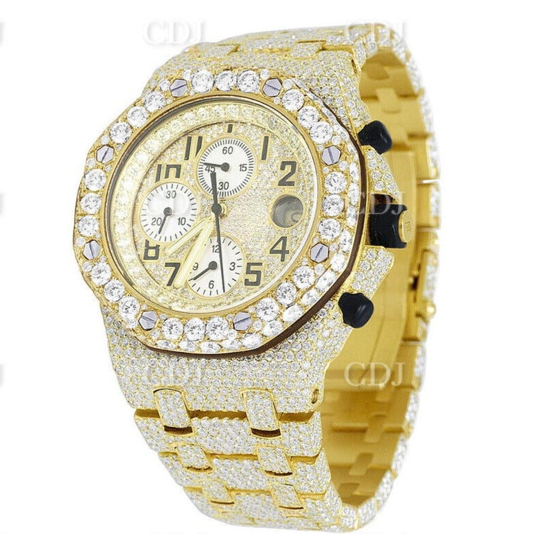 Moissanite Studded Hip Hop Iced Out Bust Down Watch customdiamjewel
