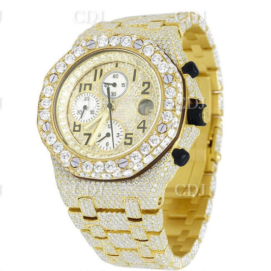 Moissanite Studded Hip Hop Iced Out Bust Down Watch customdiamjewel