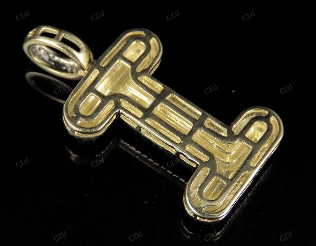 1.5" 0.75 CTW 10K Gold Natural Diamond Initial I Letter Pendant CustomDiamJewel