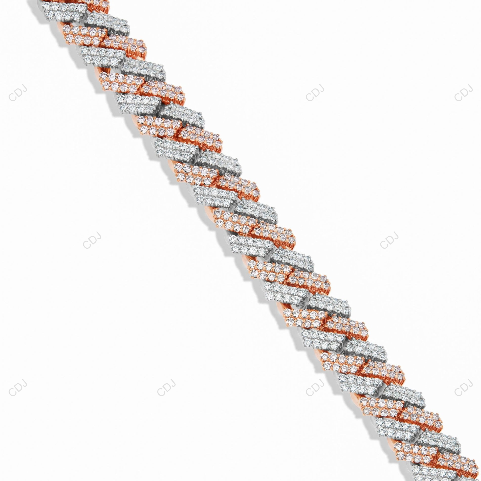 Two Tone Moissanite 2 Row Cuban Chain For Mens CustomDiamJewel