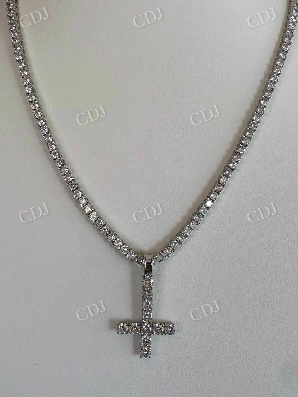 Lab Grown Diamond Inverted Cross Pendant  customdiamjewel   
