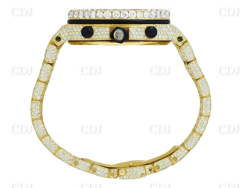 Full Yellow AP Chrono Bling Iced Out Watch customdiamjewel
