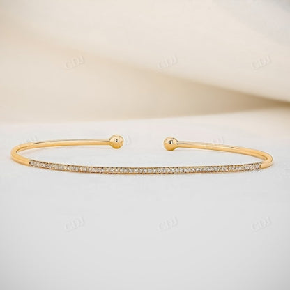 0.16CTW Lab Grown Diamond Flexible Thin Bangle Bracelet  customdiamjewel 10KT Solid Gold Yellow Gold VVS-EF