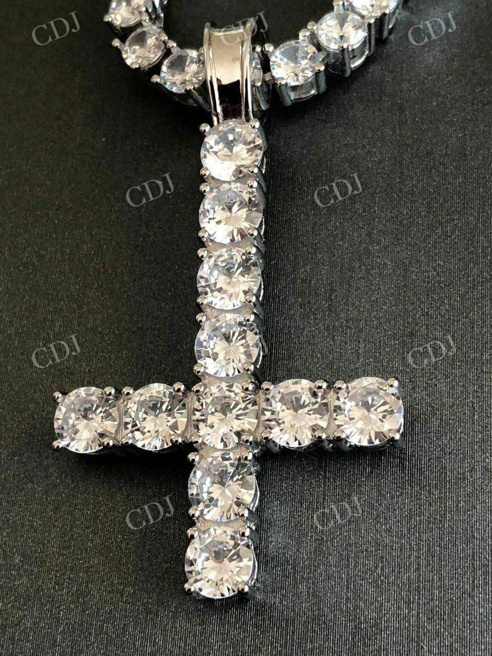 Lab Grown Diamond Inverted Cross Pendant  customdiamjewel   