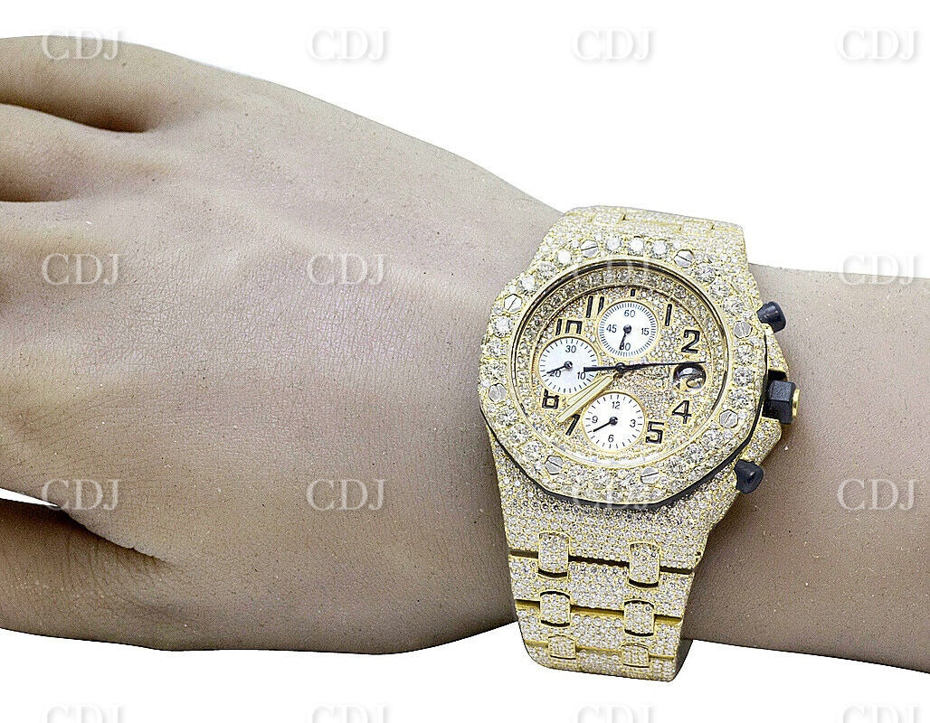 Moissanite Studded Hip Hop Iced Out Bust Down Watch customdiamjewel