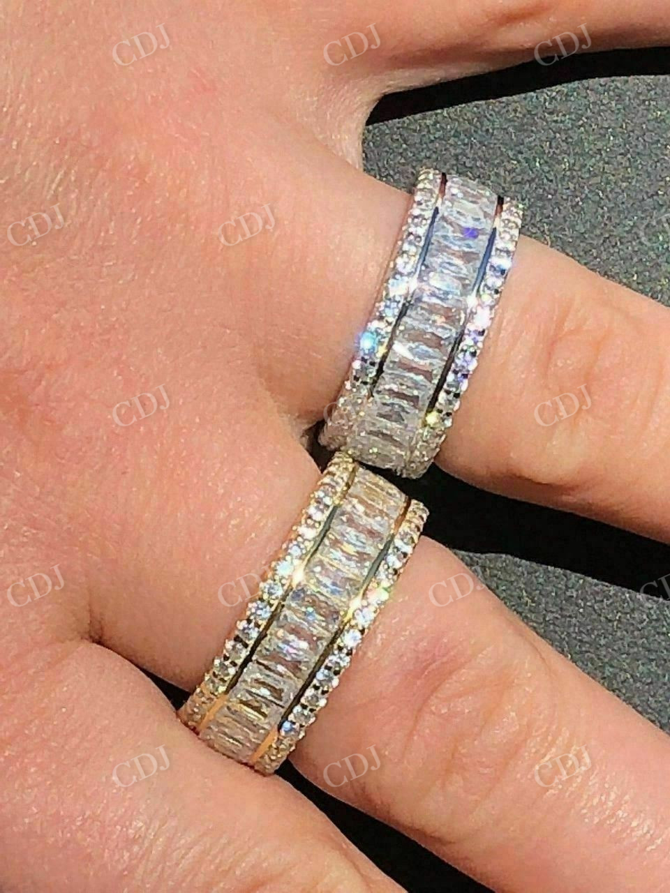 Baguette Diamond Tennis Wedding Band For Men  customdiamjewel   