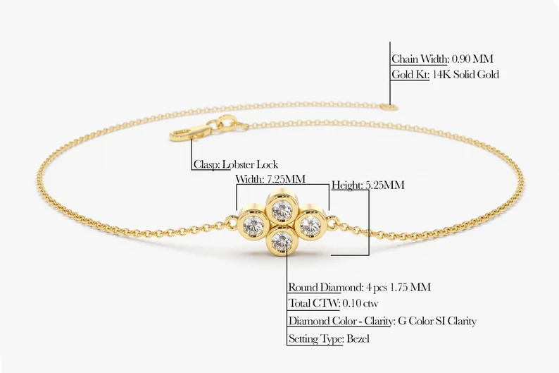 0.10CTW Moissanite Cluster Bracelet  customdiamjewel   