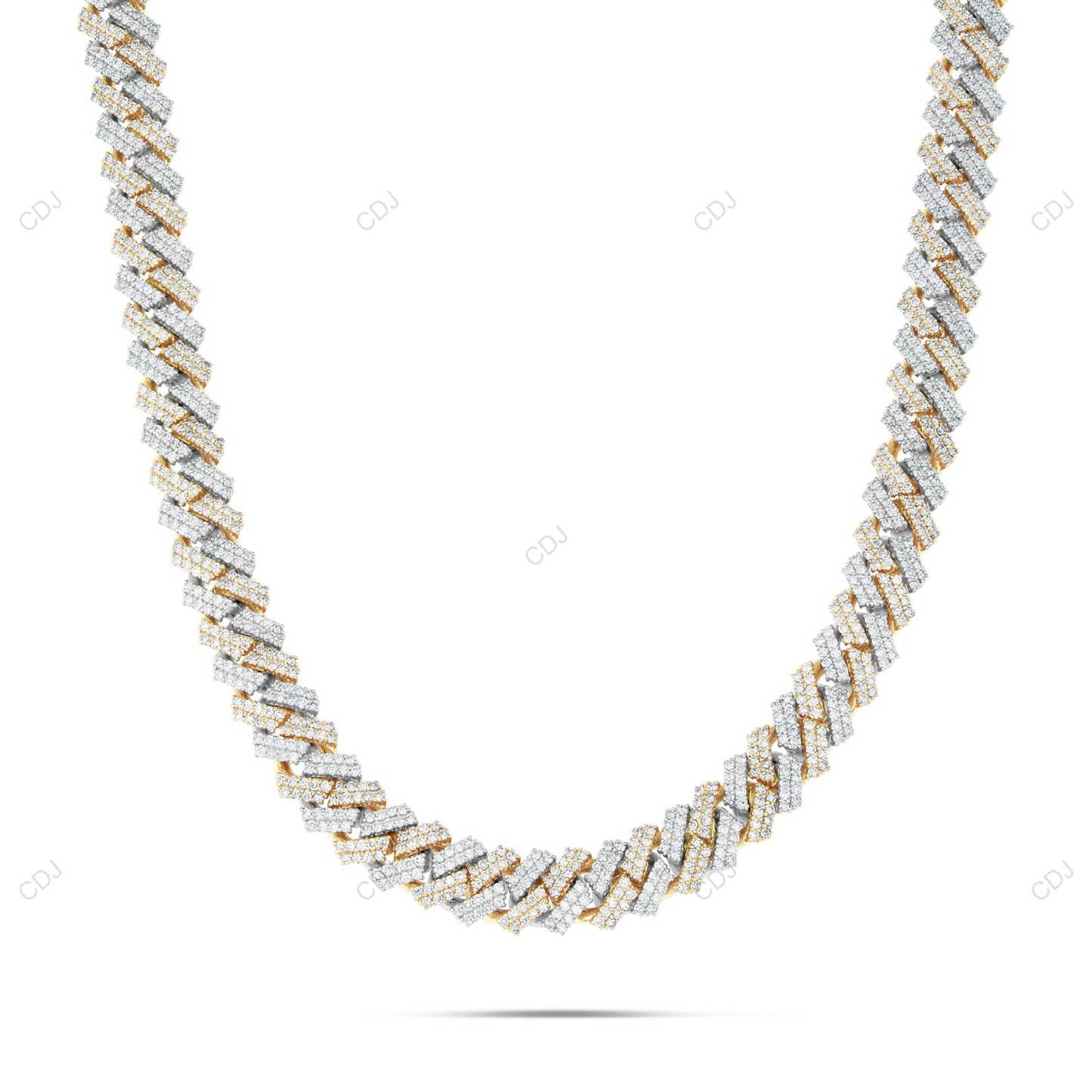 Two Tone Moissanite 2 Row Cuban Chain For Mens CustomDiamJewel