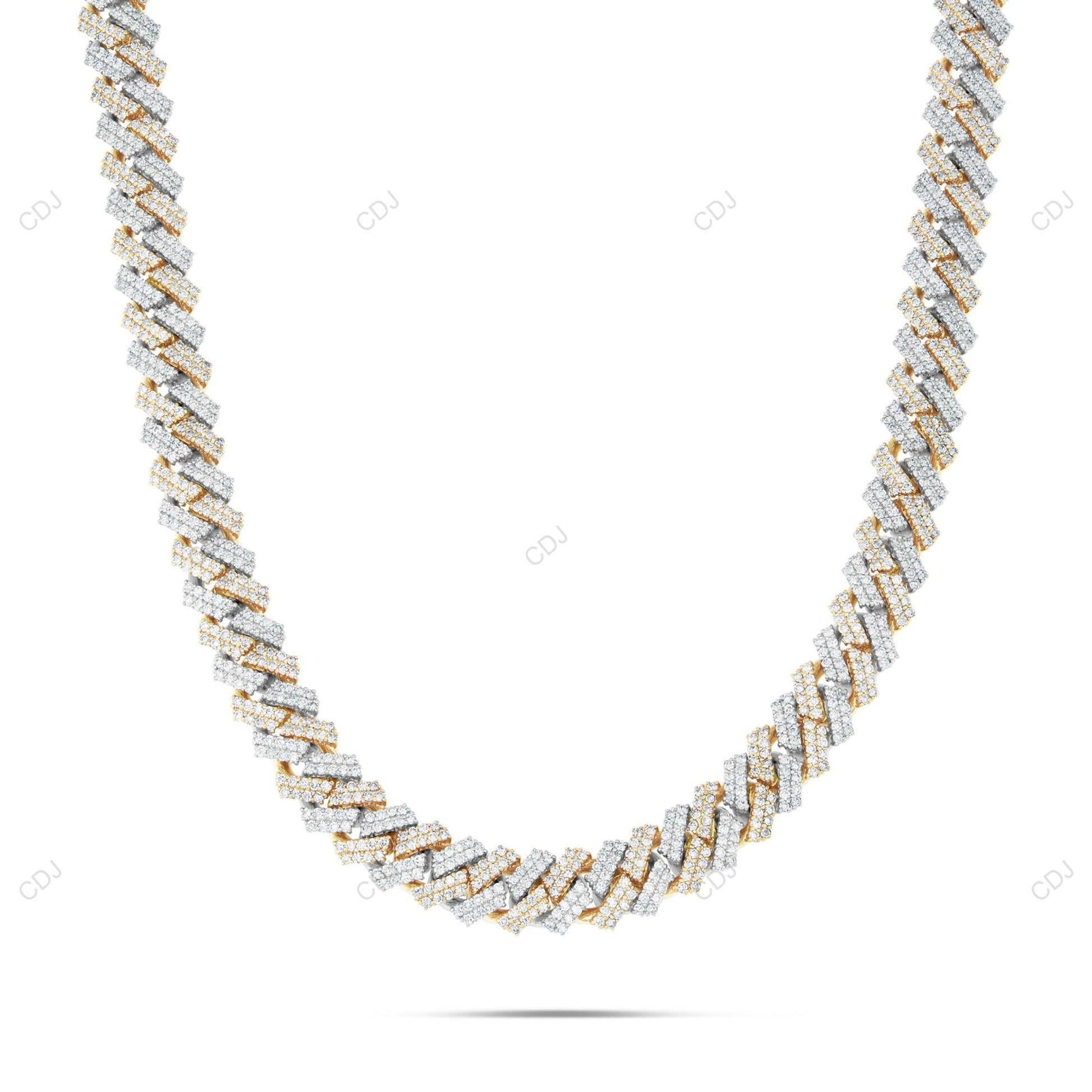 Two Tone Moissanite 2 Row Cuban Chain For Mens CustomDiamJewel