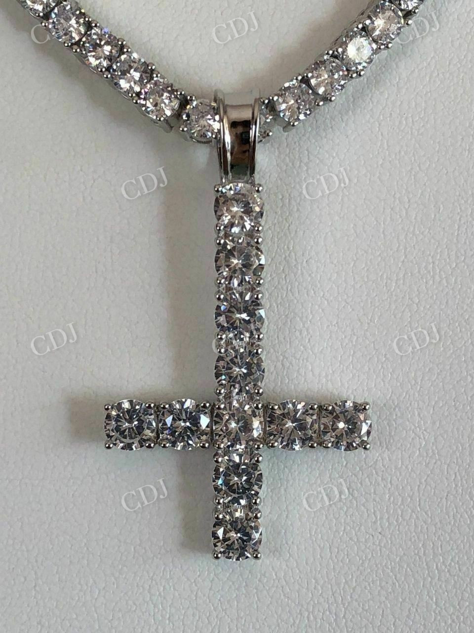 Lab Grown Diamond Inverted Cross Pendant  customdiamjewel   