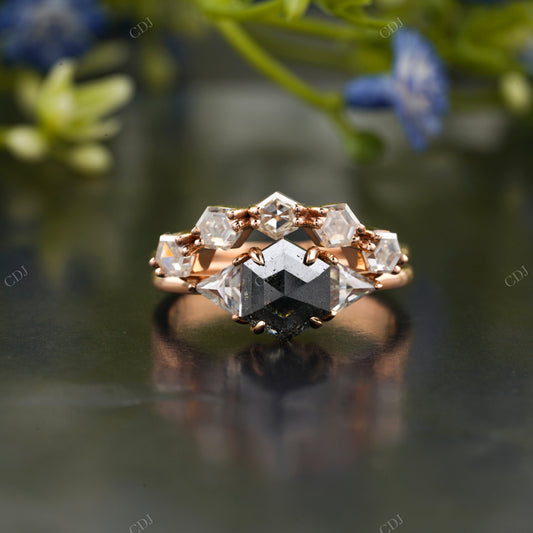 Salt and Pepper Moissanite Diamond Bridal Ring