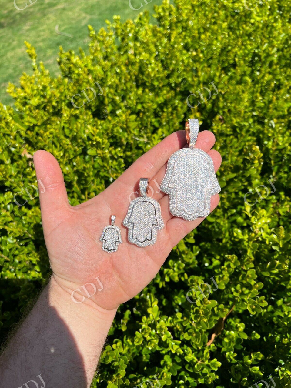 Hamsa Hand Iced Pendant  customdiamjewel   