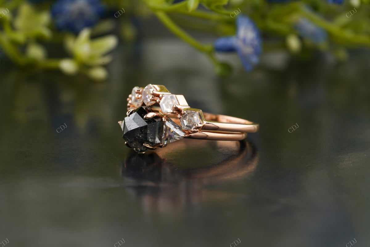 Salt and Pepper Moissanite Diamond Bridal Ring