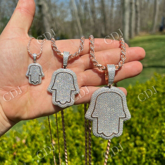 Hamsa Hand Iced Pendant  customdiamjewel   