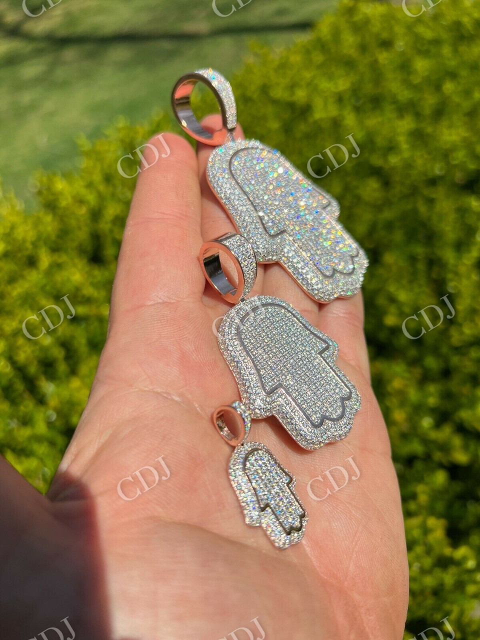 Hamsa Hand Iced Pendant  customdiamjewel   
