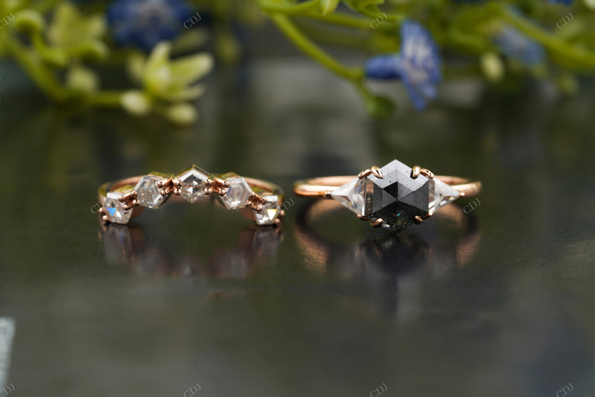 Salt and Pepper Moissanite Diamond Bridal Ring