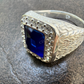 Blue Sapphire Diamond Halo Hip Hop Ring  customdiamjewel   