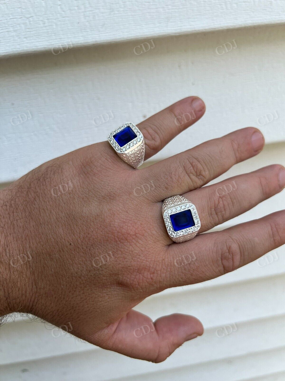 Blue Sapphire Diamond Halo Hip Hop Ring  customdiamjewel   