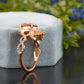 Orange Sapphire Halo Moissanite Engagement Ring