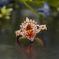 Orange Sapphire Halo Moissanite Engagement Ring