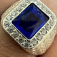 Blue Sapphire Diamond Halo Hip Hop Ring  customdiamjewel   