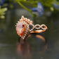 Orange Sapphire Halo Moissanite Engagement Ring