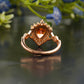 Orange Sapphire Halo Moissanite Engagement Ring