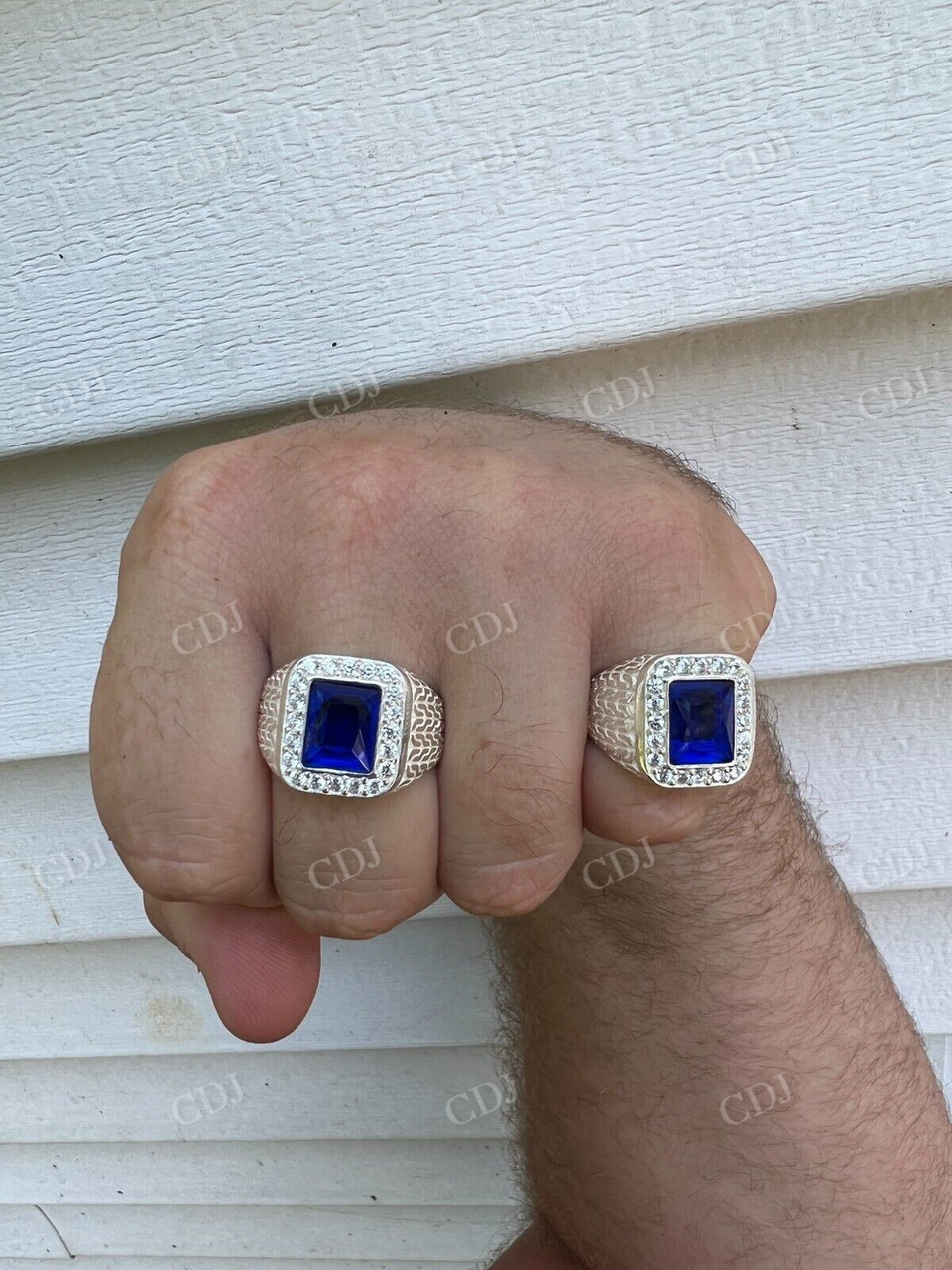 Blue Sapphire Diamond Halo Hip Hop Ring  customdiamjewel   