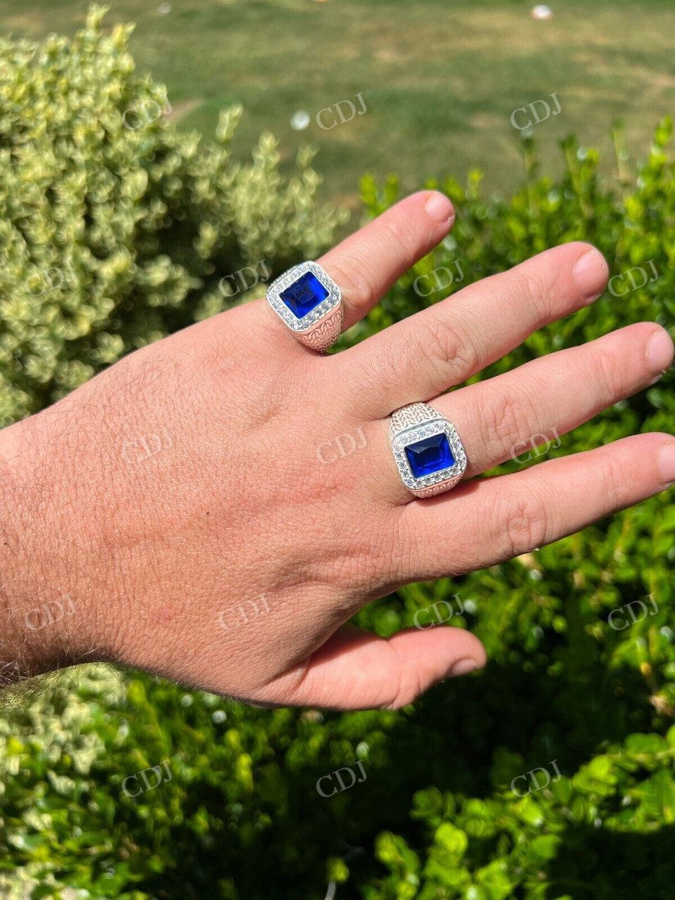 Blue Sapphire Diamond Halo Hip Hop Ring  customdiamjewel   