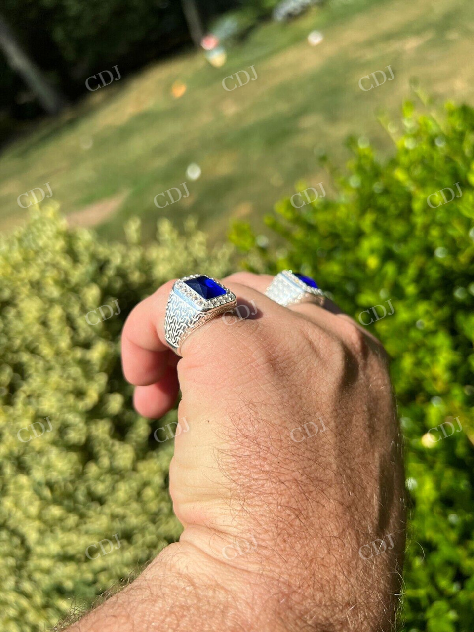 Blue Sapphire Diamond Halo Hip Hop Ring  customdiamjewel   