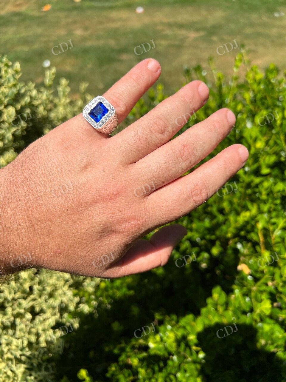 Blue Sapphire Diamond Halo Hip Hop Ring  customdiamjewel   