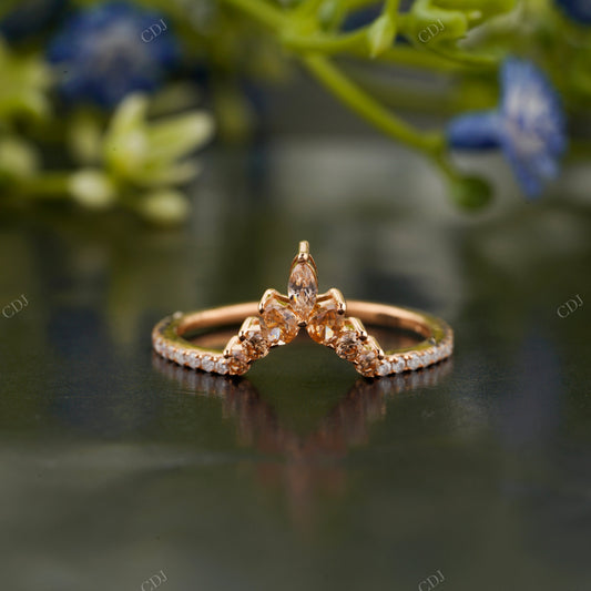 Marquise Moissanite Orange Sapphire Ring
