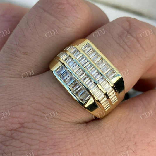 14k Gold Finish Iced Baguette Square Ring  customdiamjewel   
