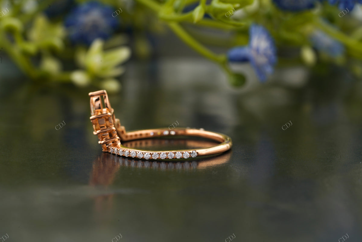 Marquise Moissanite Orange Sapphire Ring