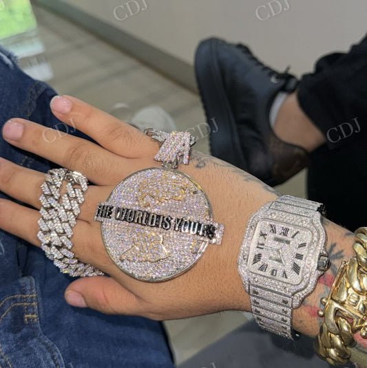 18K Gold Custom Moissanite Diamond Pendant hip hop jewelry CustomDiamJewel   