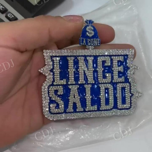 Blue Enamel Moissanite Diamond Letter Pendant hip hop jewelry CustomDiamJewel   