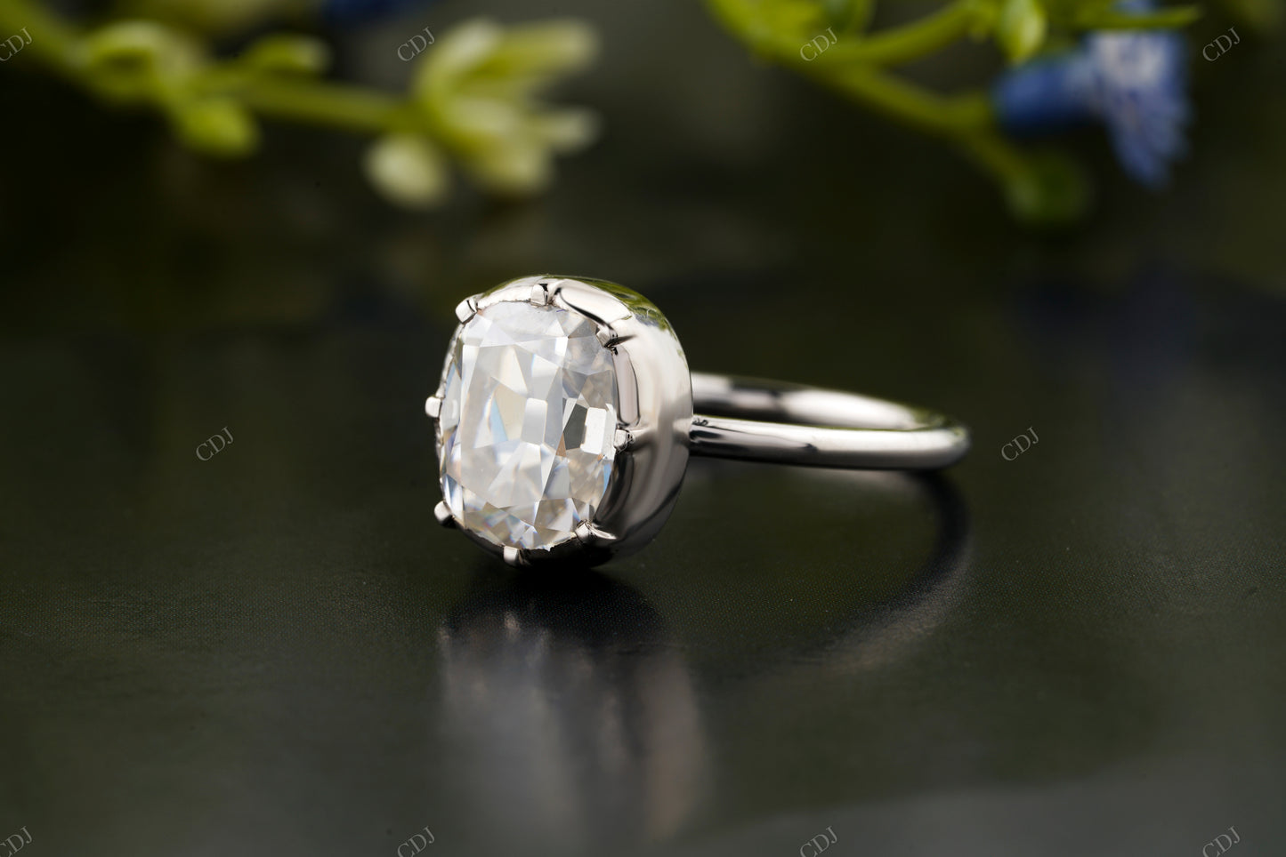 Lab-Grown Diamond Solitaire Cushion Ring