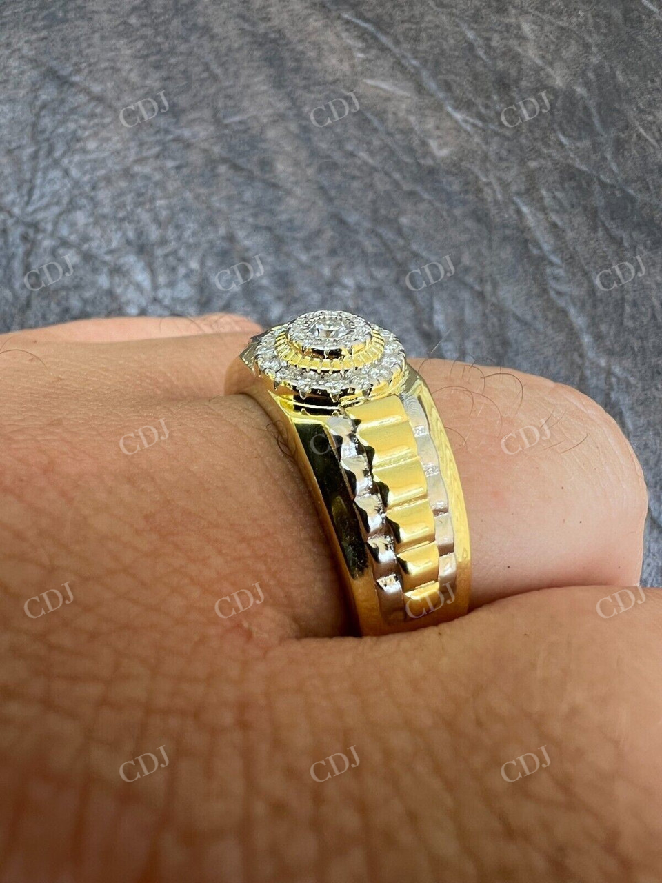 Bling Two Tone Hip Hop Men Ring  customdiamjewel   