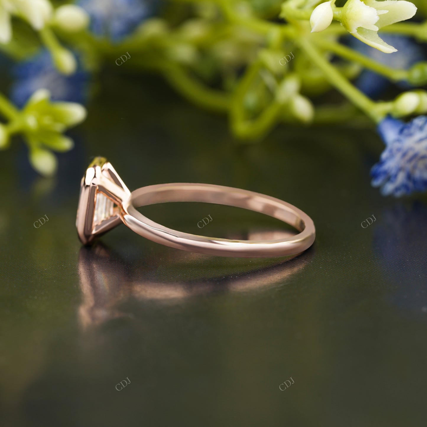Emerald Lab-Grown Diamond Bezel Ring