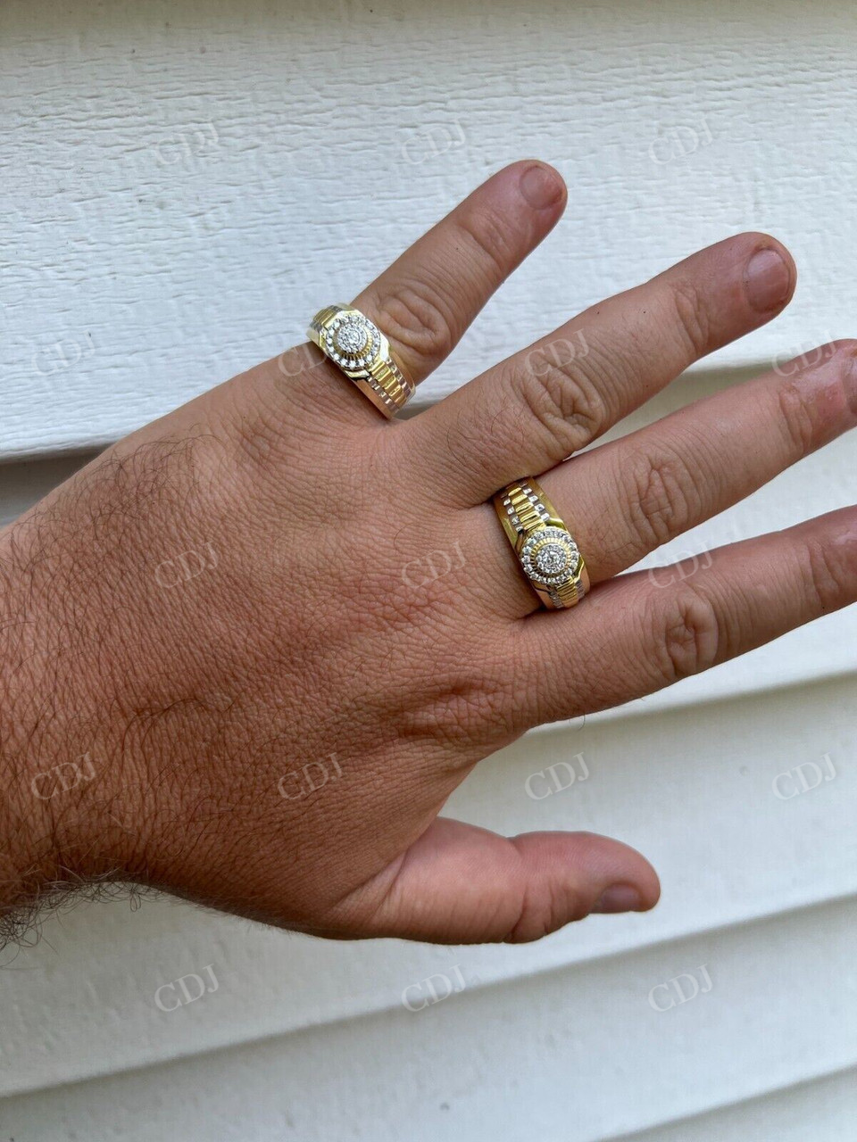 Bling Two Tone Hip Hop Men Ring  customdiamjewel   