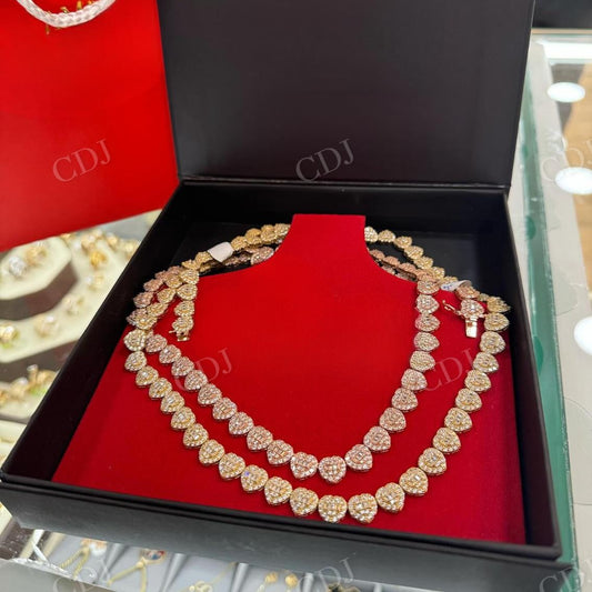 Heart Shape Moissanite Diamond Tennis Chain Necklace hip hop jewelry CustomDiamJewel   