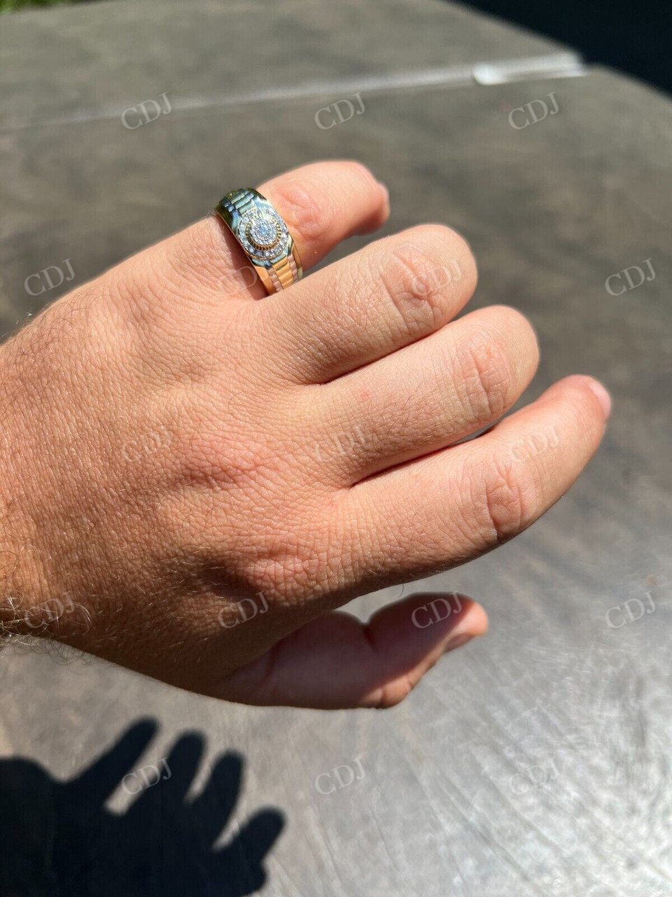Bling Two Tone Hip Hop Men Ring  customdiamjewel   