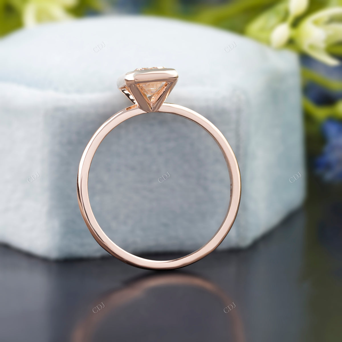 Emerald Lab-Grown Diamond Bezel Ring